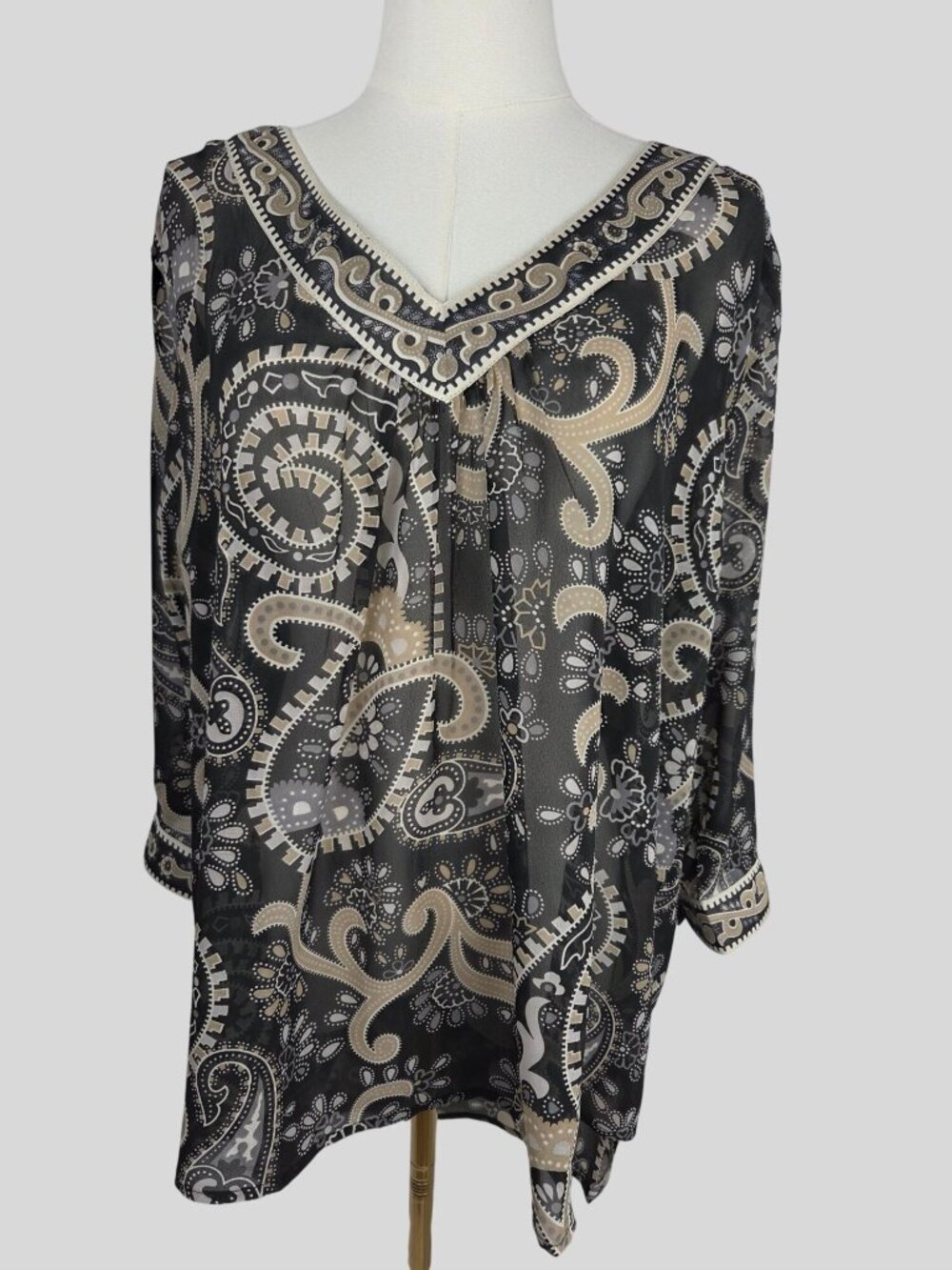Gretchen Scott The Wisp Paisley Paradise Tunic Top 2XL SemiSheer Paisley Goddess